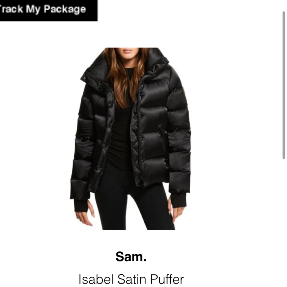 Sam Isabel satin Puffer Jacket in Black